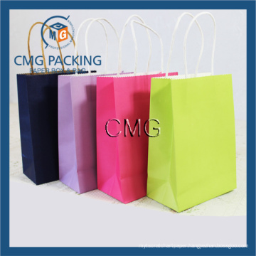 White Colored Printed Kraft Paper Bag with Paper Handle (DM-GPBB-067)